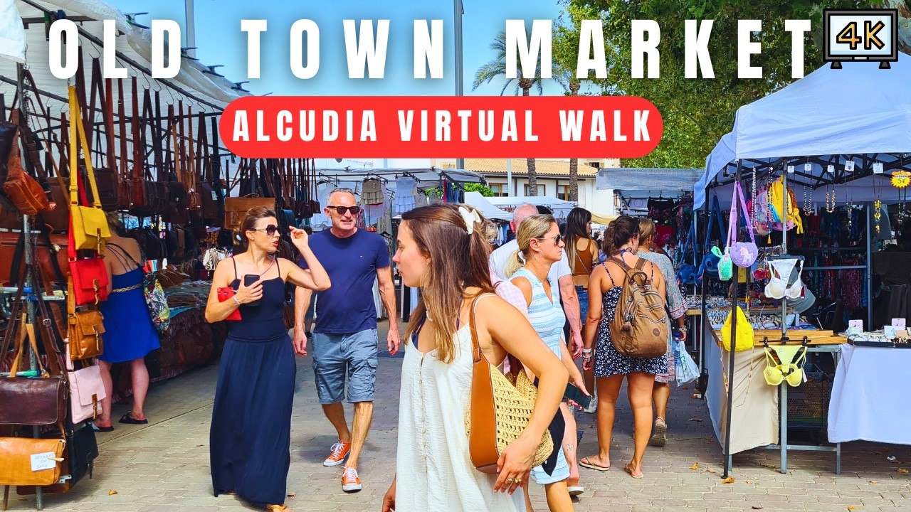 Walking in Alcudia Market - Lively Streets, Local Vibes - Old Town 4K