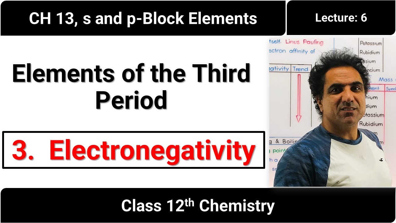 Chemistry 12, Chapter 13, Lecture 6, Elements of the Third Period, electronegativity