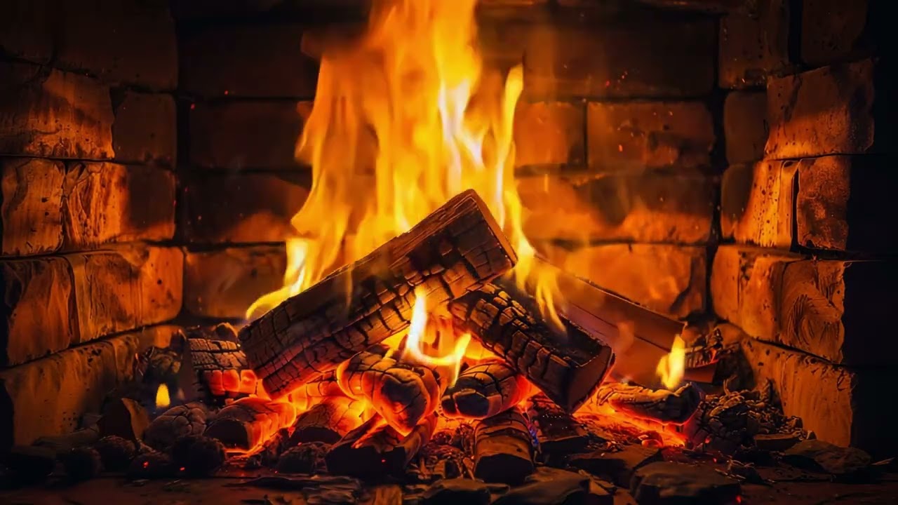 Cozy Fireplace 4K — Bright Fire, Crackling Wood & Glowing Embers | Relaxing Fireplace Sounds