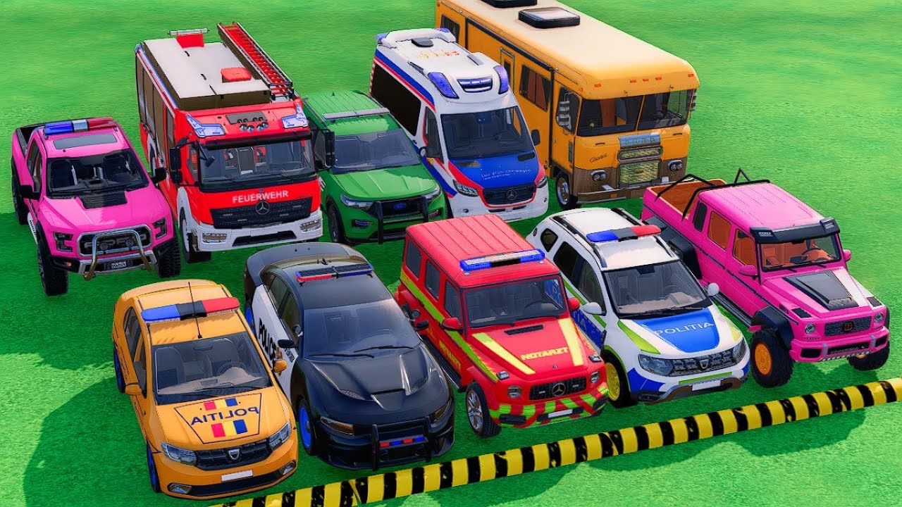 TRANSPORTING POLICE CARS, AMBULANCE VEHICLE, FIRE DEPARTMENT WITH TRAIN - FARMING SIMULATOR 22 #25