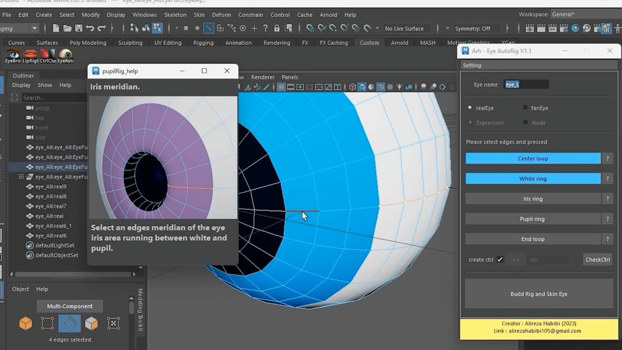 Eye Auto Rig maya script Tutorial