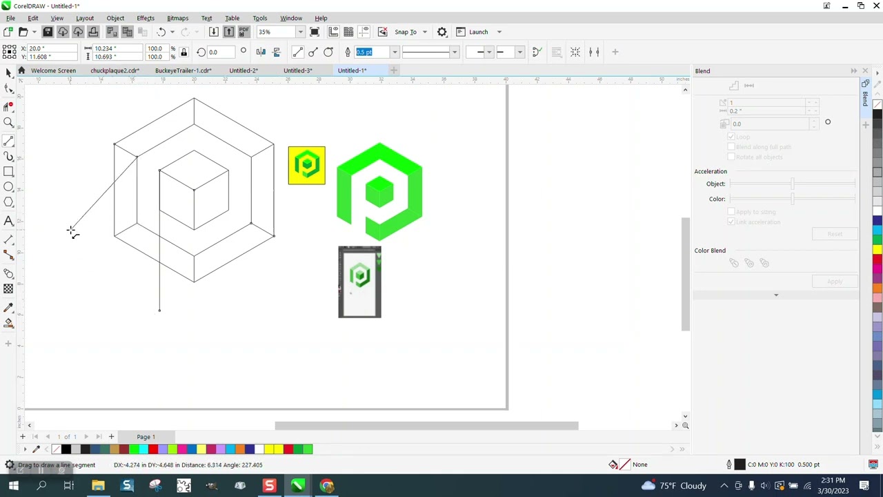 Corel Draw Tips & Tricks 6 Sided Polygon 3D with 3 shapes