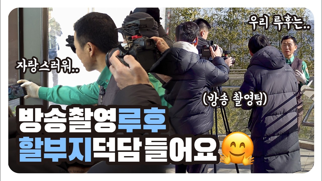 활기찬 방송촬영 현장😎할부지 덕담 듣는 루후, 루후 자랑하는 강바오님