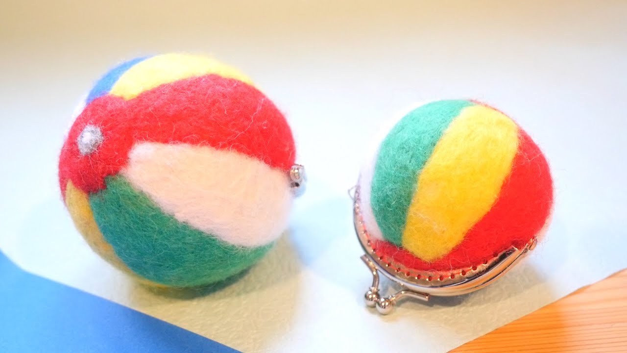 空気にふれる。羊毛フェルトで紙風船がま口作り。 diy paper balloon purse
