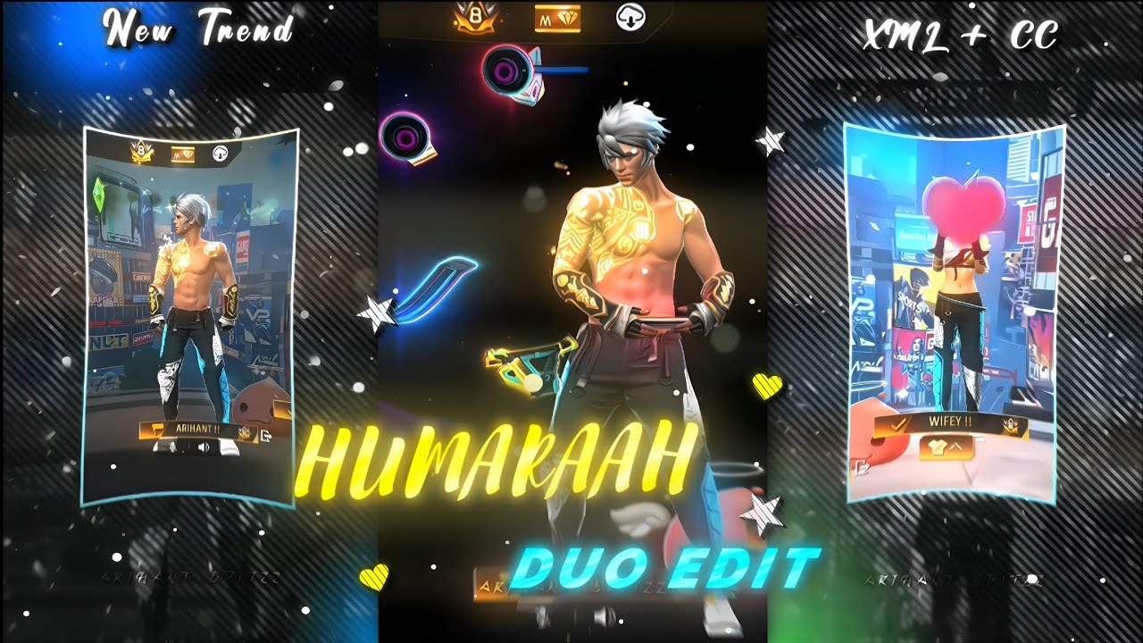HUMARAAH 🩷 | FF DUO TREND | XML + CLIP + CC 🤍 | NEW TREND 💖💫 | FF EDIT @arihant_editzz