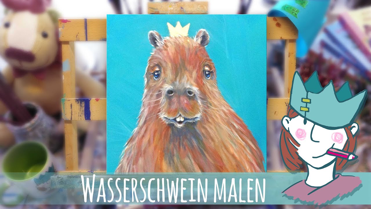 Wasserschwein malen als Zeitraffer in Acryl / Time Lapse - "Fauna Royal"