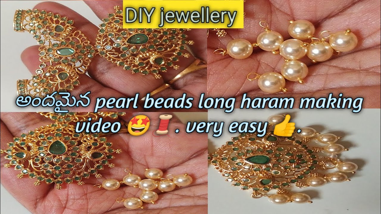 New model pearl beads long haram making video 🥰# diy# pearl jewellery # hand made # viral # trendy..