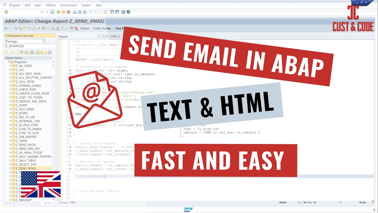 Отправка электронной почты в SAP ABAP — текст и HTML [английский]