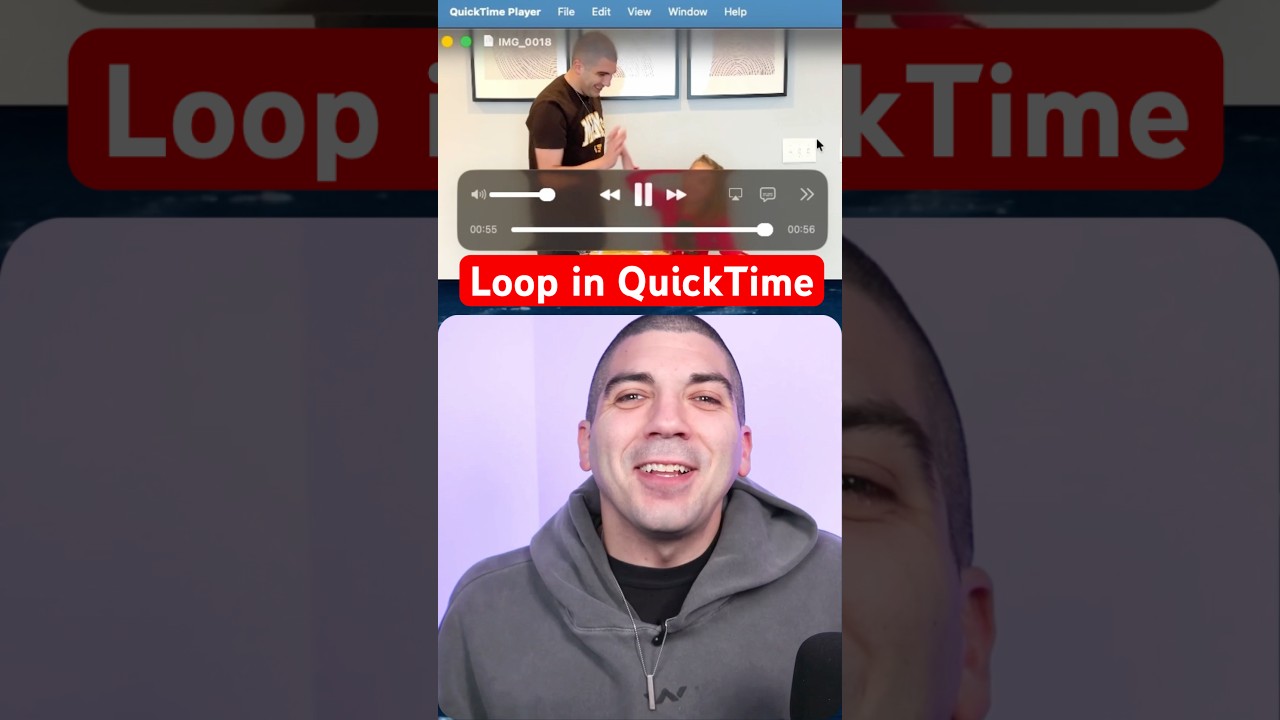 Как зациклить видео или аудио в QuickTime Player (за 9 секунд)