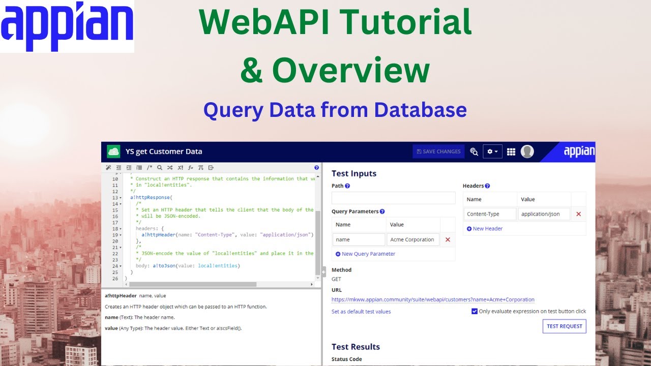 WebAPI Tutorial and Overview | Get Data from Database using API | Appian Tutorial
