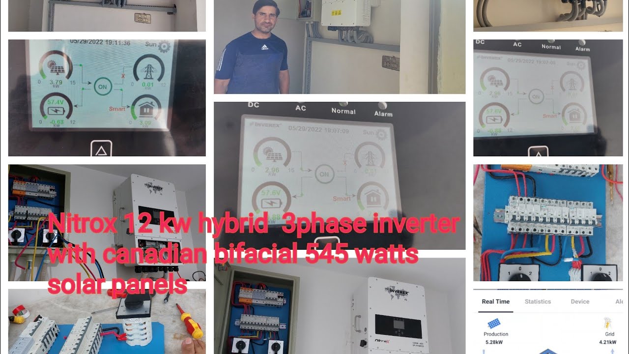 Nitrox 12 kw 3 phase Inverex hybrid on grid inverter canadian 545 watts bifacial solar panels Qty 15