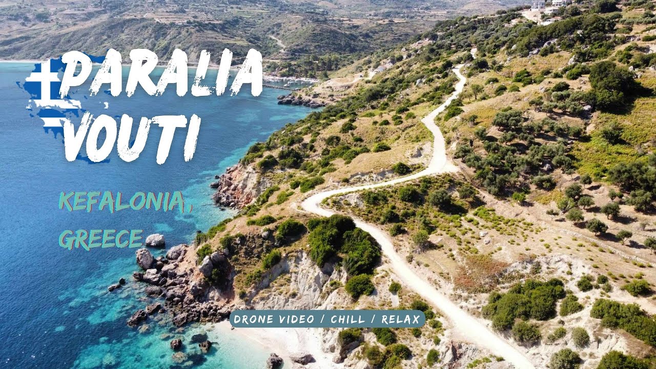 Relaxing on Vouti Beach -  Kefalonia, Greece - drone video, chill & relaxing music