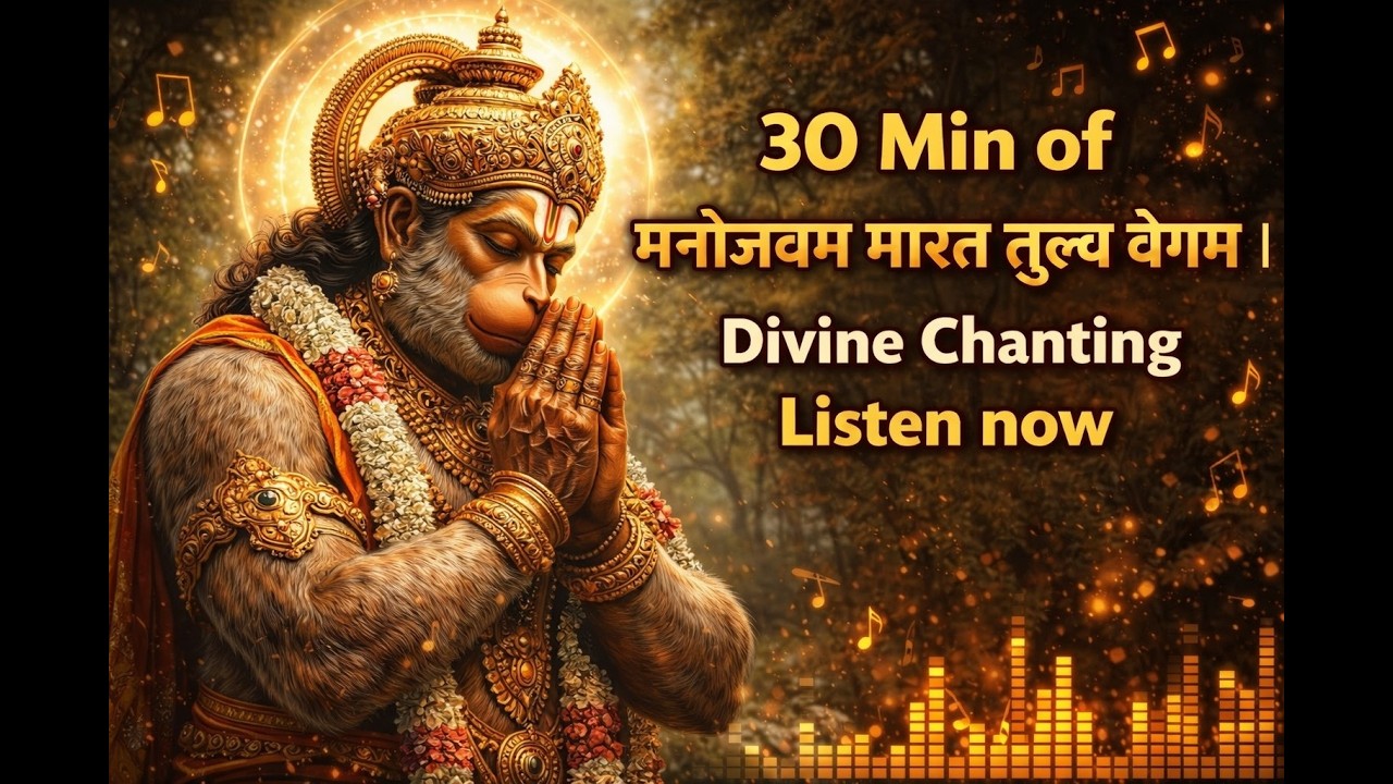 30 Min मनोजवम मारुत तुल्य वेगम | Powerful Hanuman Chanting for Strength & Protection | भक्ति धुन |