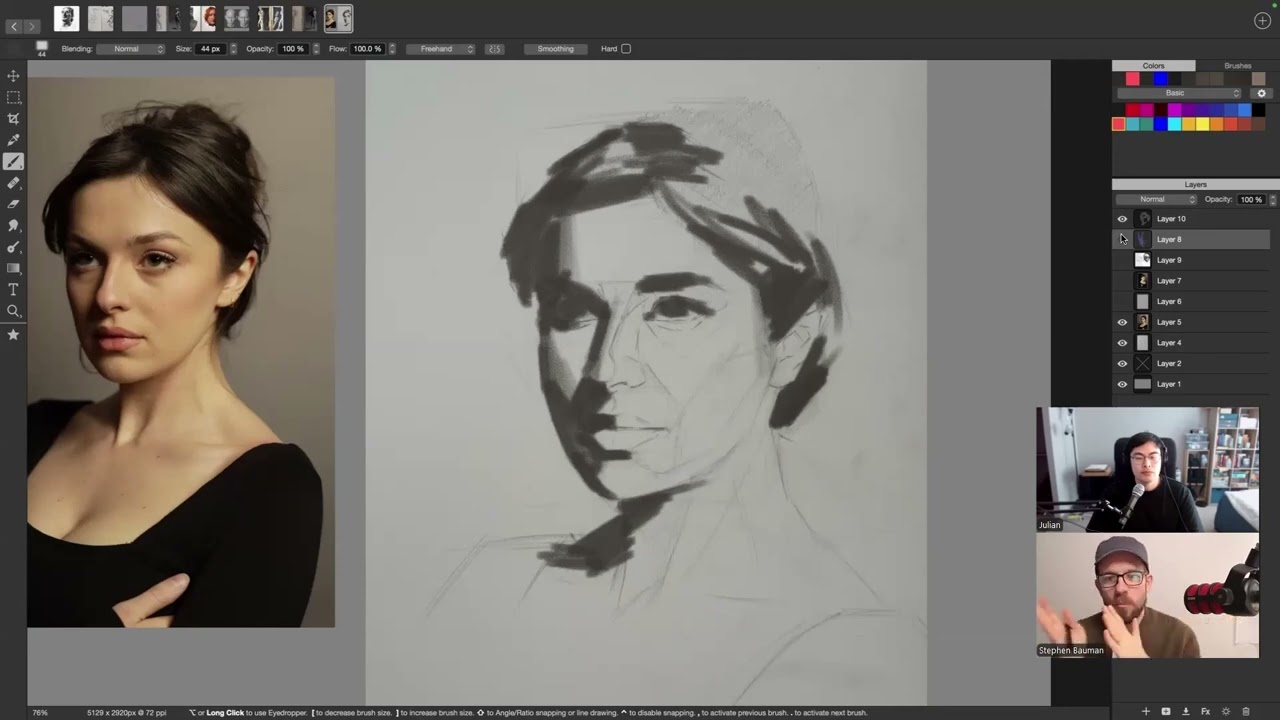 How to Add Value to a Line Drawing w/ Stephenbaumanartwork - January 2025 Art Mentorship Meeting