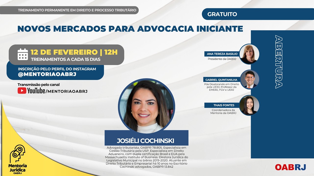 Novos mercados para advocacia iniciante - Treinamento em Tributário - 12/02 - 12H