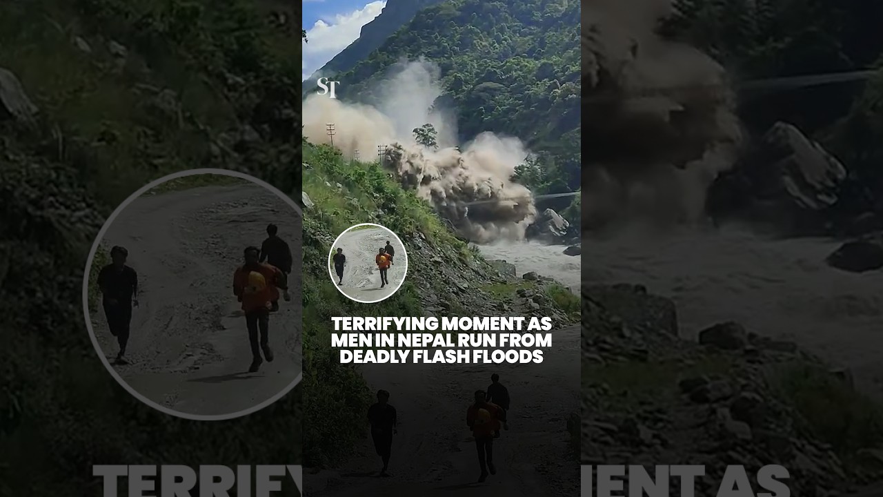 Terrifying moment as deadly flash flood in Nepal forces people to run for their lives