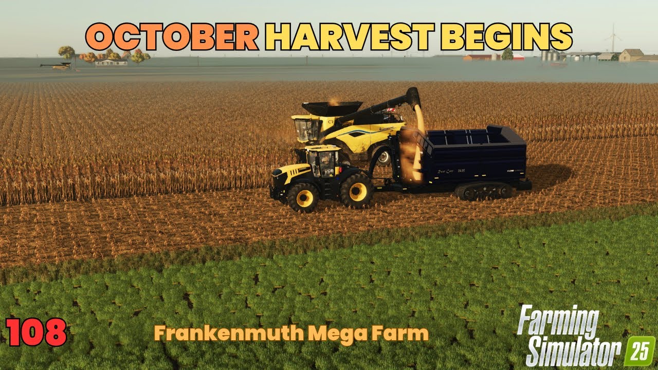 FS26 Frankenmuth Mega Farm Ep 108: HARVEST CORN & GREENBEANS, COTTON & SUGAR BEET