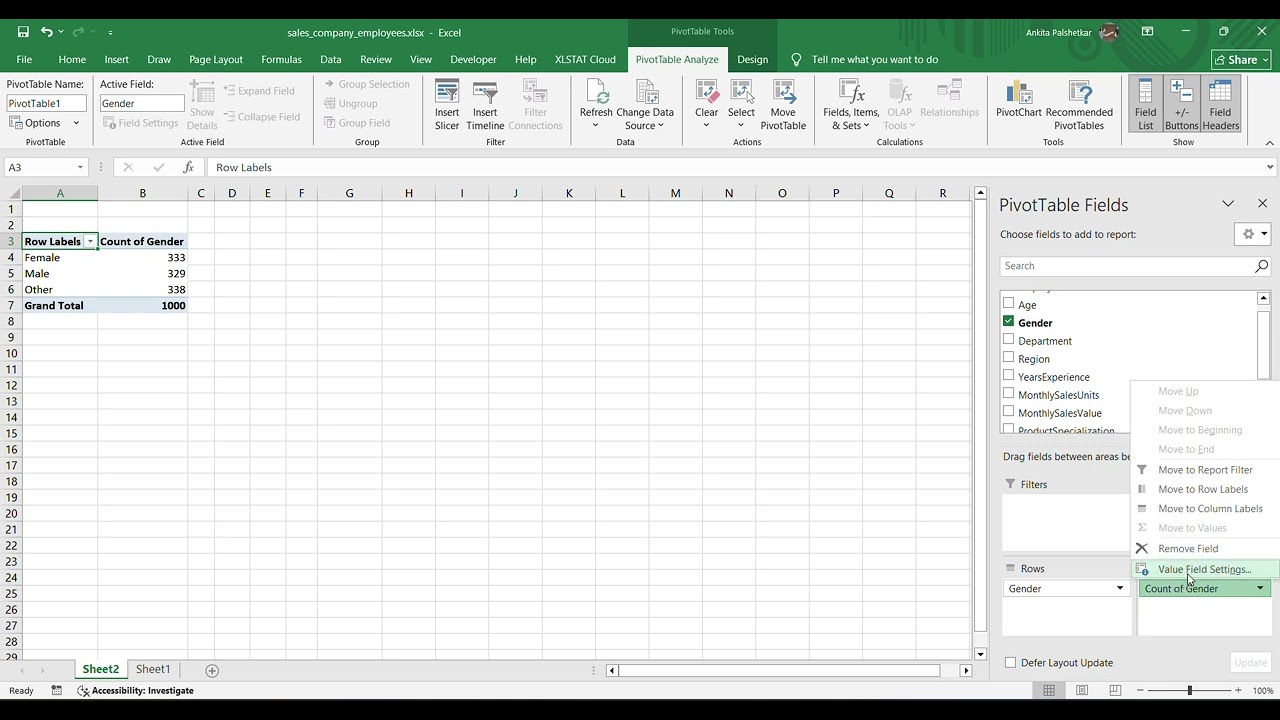 Making Pivot table