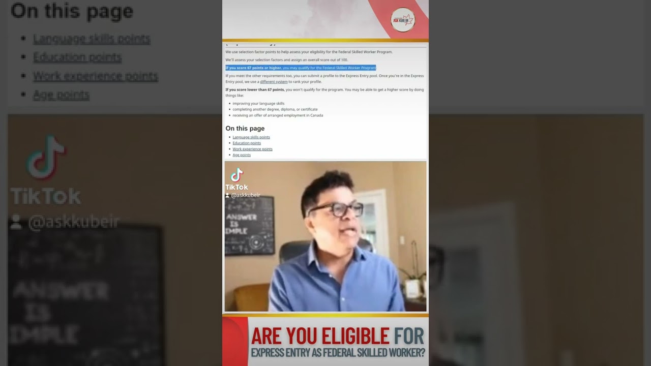 Are you Eligible for Express Entry Federal Skilled Worker?|#shorts #foreverhopeful #ExpressEntryDraw