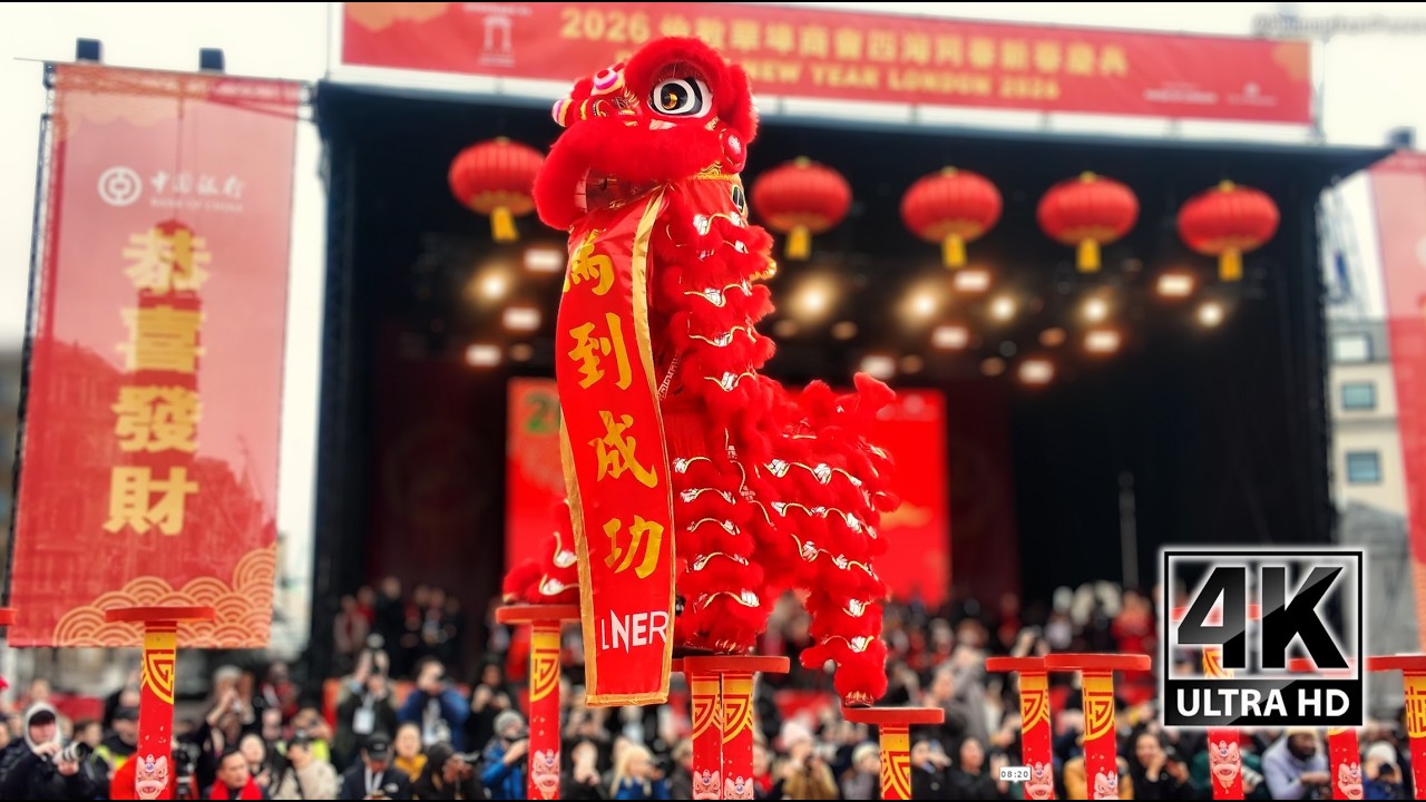 London Chinese New Year 2026 ✨ Flying Lion Dance | Trafalgar Square [4K]