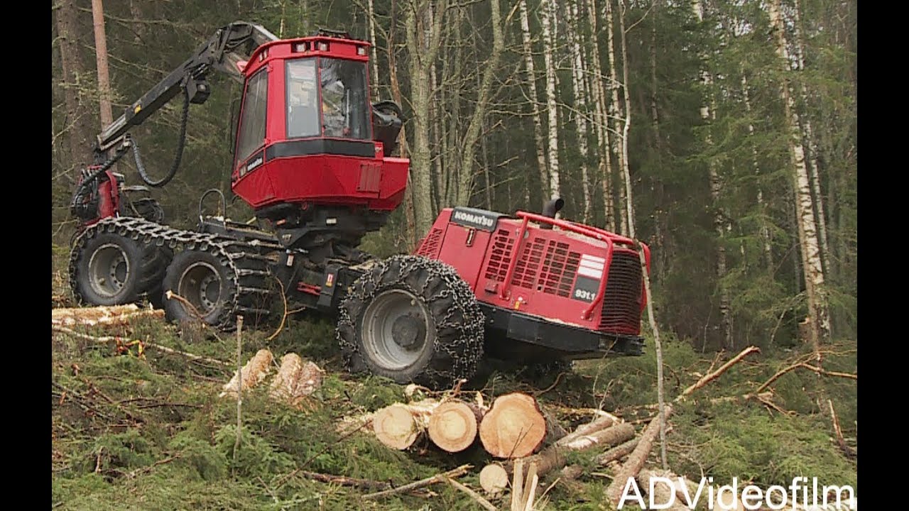 Komatsu harvester on steep slope