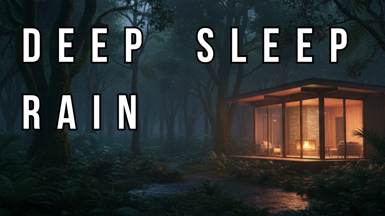 Deep Sleep Rain 🌧️ Cozy Modern Cabin in a Dark Forest | Night Rain Ambience (4K)