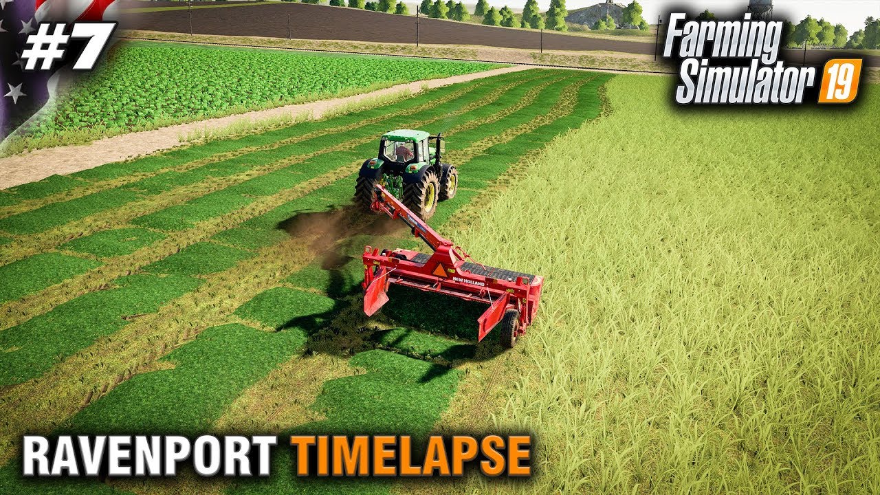FS19 Timelapse Ravenport #7 Mowing For silage Bales