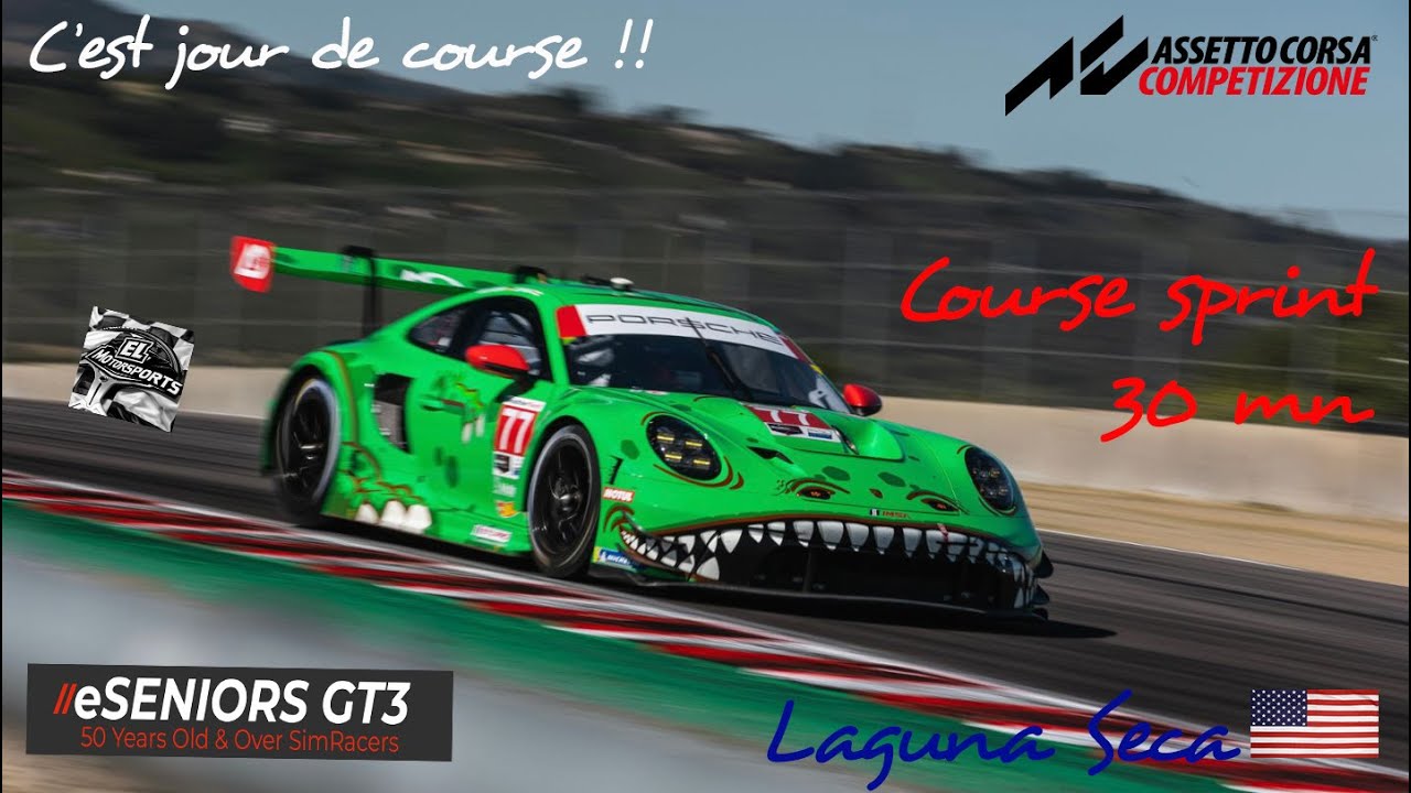 12/01/2026 ACC eSeniors S22 R2 Laguna Seca course sprint 30 mn Porsche 992 GT3R