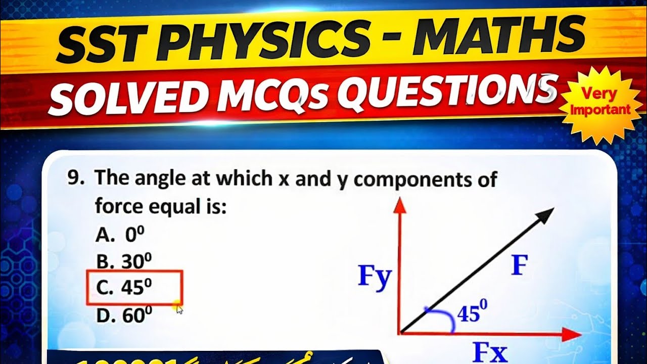 SST PHYSICS -MATHS SOLVED MCQS QUESTIONS| Very important For Upcoming KPPSC Exams 2026 Part:02