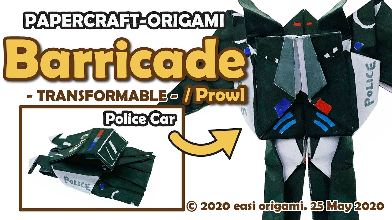 How to MAKE A BARRICADE Paper Craft / Origami THAT IS TRANSFORMABLE (requires 2 cuts)