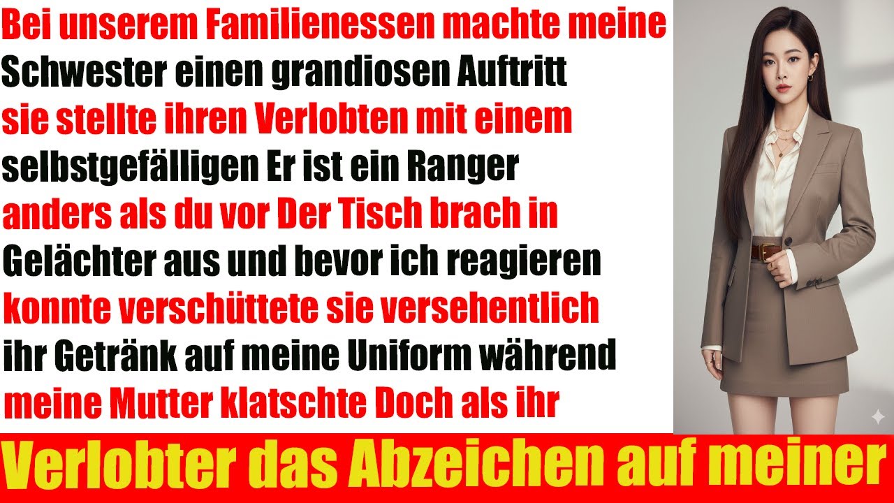 Beim Familienessen prahlte meine Schwester Mein Verlobter ist Ranger Dann verschüttete sie