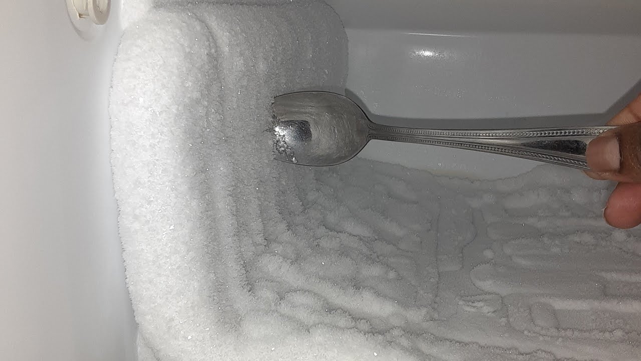 Freezer frost scraping' Powdery ice asmr