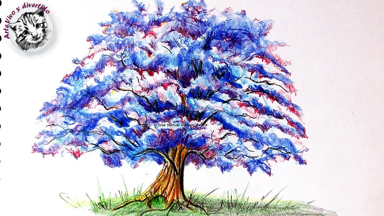 Cómo Dibujar un Árbol de Fantasía con Lápices de Colores Paso a Paso