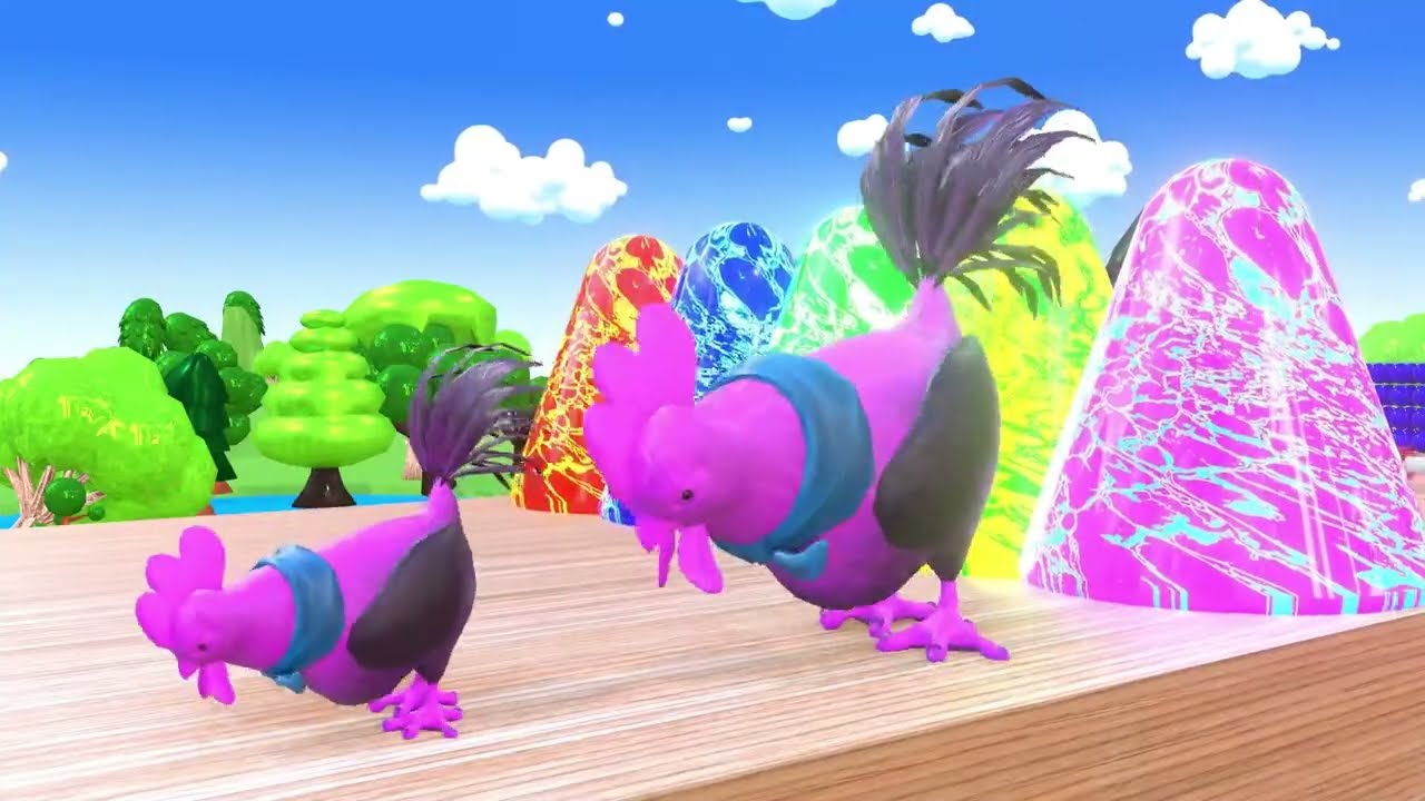 Long Slide Game With Elephant Gorilla Buffalo Hippopotamus Tiger - 3d Animal Game - Funny 3d Animals