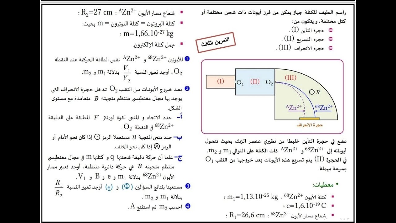 التمرين 3: حركة دقيقة مشحونة في مجال مغناطيسي منتظم#mustapha_benejma#2bac