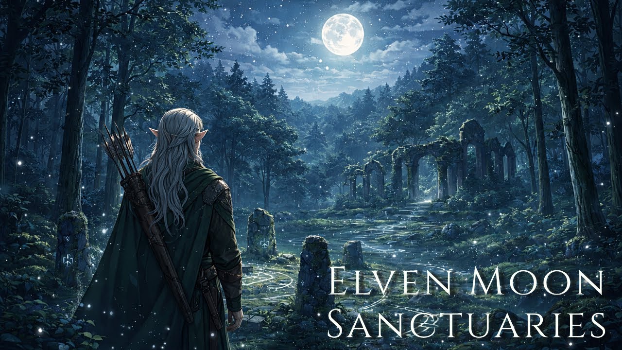 Elven Moon Sanctuaries 🌙 Calm Fantasy Ambient Music | Elderwood Echoes