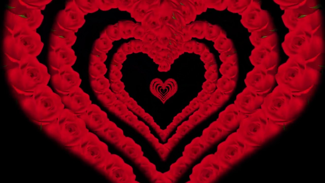 Red Rose Heart Tunnel | Deep Red rose heart background