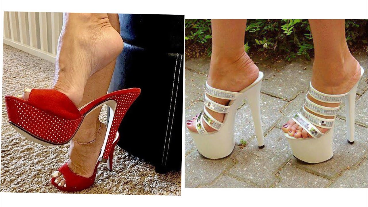 Lovelly collection of platform high heel mule sandals for ladies.