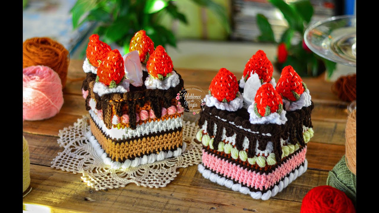 Mas que tentadoras estas tortas!!! Cajas porta pañuelos. ( Paso a paso en crochet )
