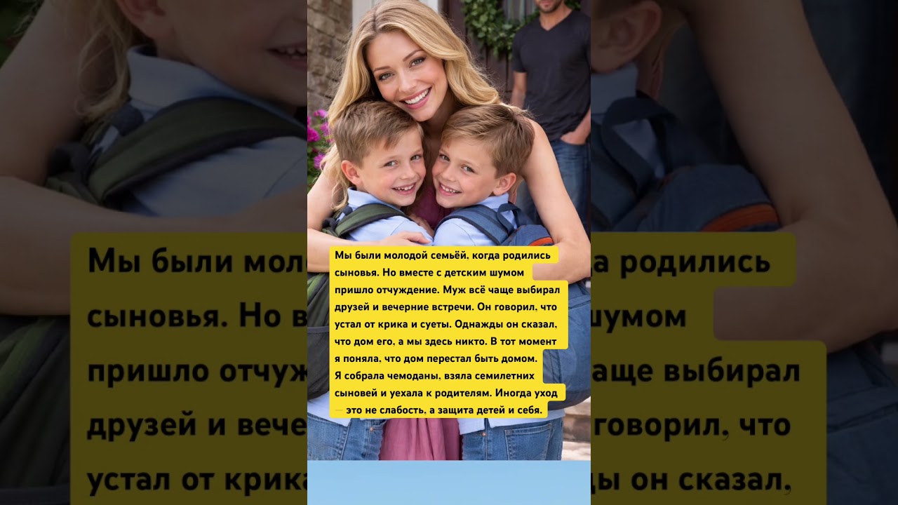 Когда родились сыновья ! Муж начал отдаляться ! И детский шум его не радовал ! А однажды он нам скаа