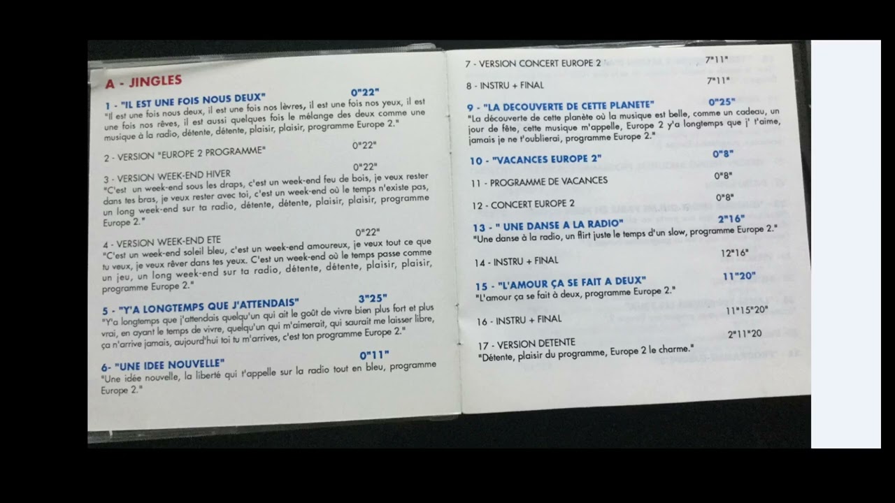 Europe 2 jingles France, 1991
