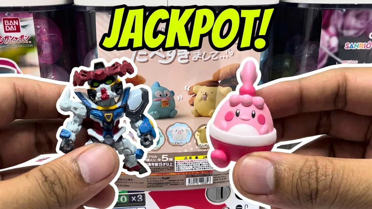 I Got Lucky! Opening Gashapon and Lulu the Piggy Blind Boxes (Gundam Pokemon Sanrio Kirby)