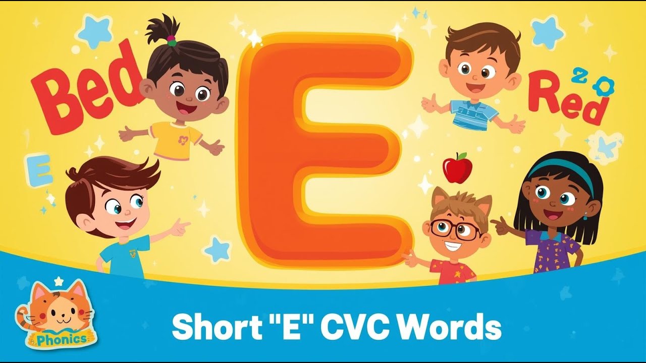 E CVC Words | Short E Sound | Phonics for Kids 