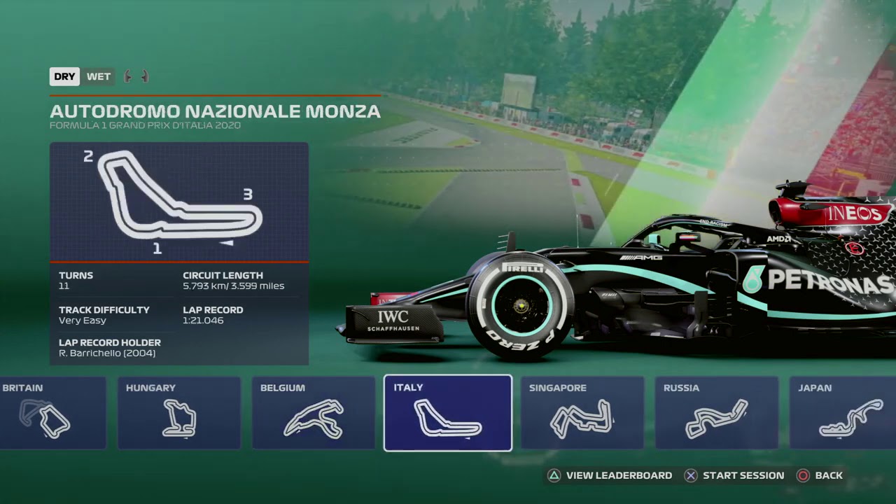 F1 2020 Video Game Race Tracks