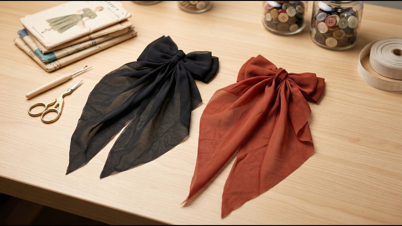 DOUBLE BOW WITH MUSLIN TAILS - DIY, STEP BY STEP