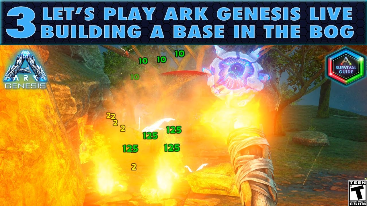 Let's Play Ark Genesis Live 3: Building a Base in the Bog