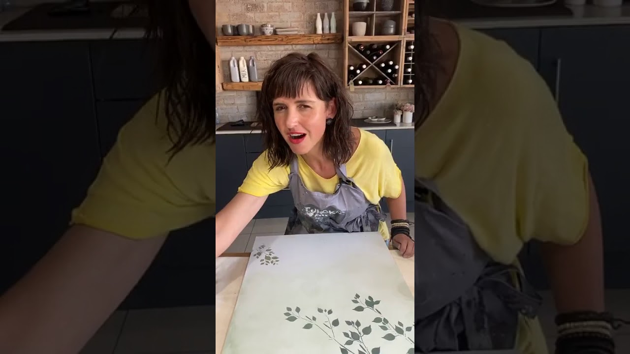 Artisanal stencil painting blending and washed technique with Tjhoko paint and Nadine Vosloo