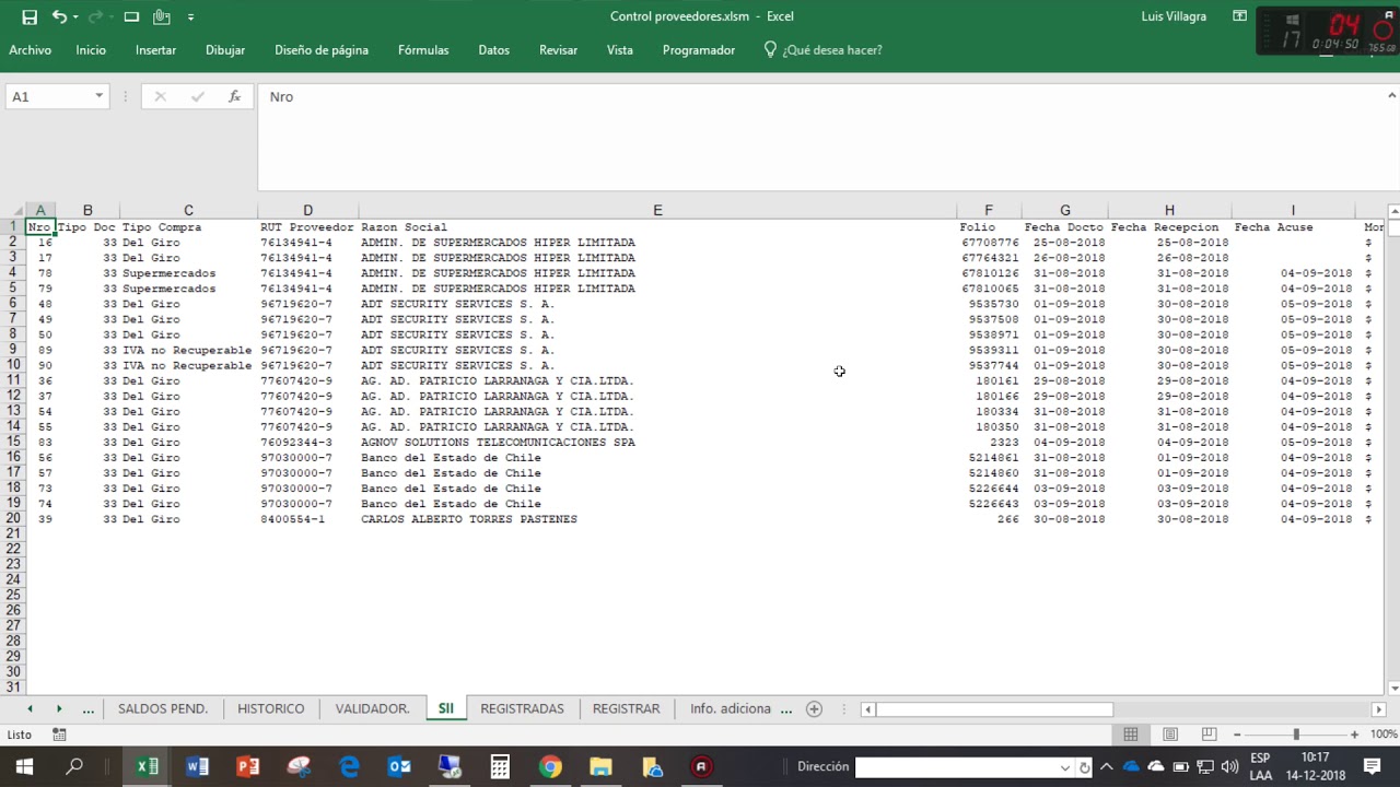 GESTION : Control Pago a Proveedores en planilla excel