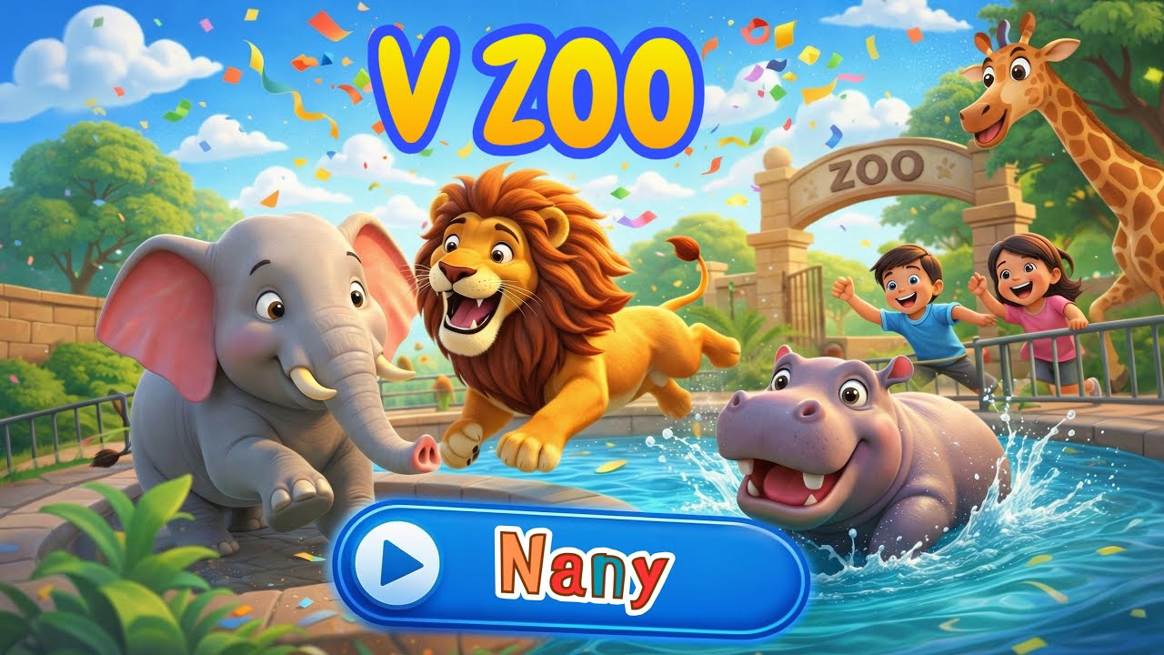 V ZOO - dětská písnička o zvířatech: slon, had, lev, hroch a mrož