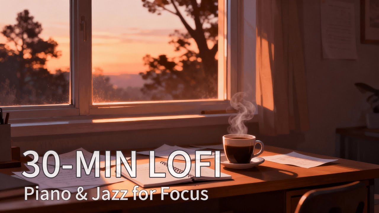 Dusk Coffee Desk |  30 Min Lofi — Piano & Jazz for Focus
